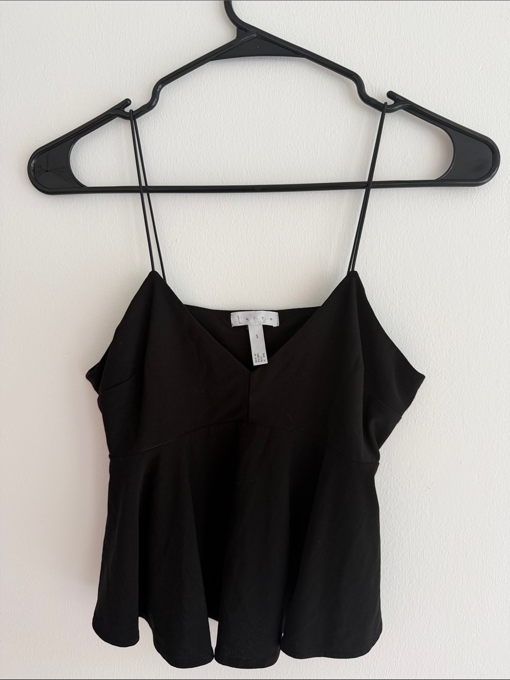 Leith Black Spaghetti Strap Peplum Top